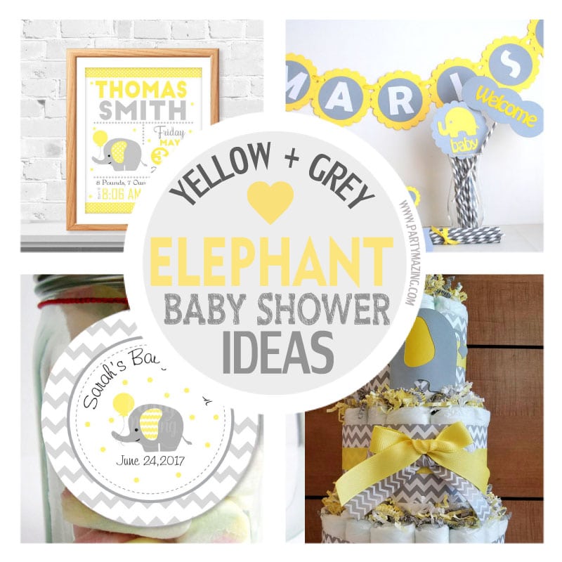 Grey Yellow Baby Shower Its a Girl Its A Boy Baby Shower Set of 5 Vinyl Elephants Elephant Baby Room,Elephant Baby Shower Decorations 