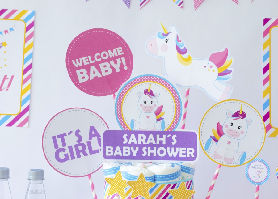 Printable Unicorn Baby Shower Centerpiece