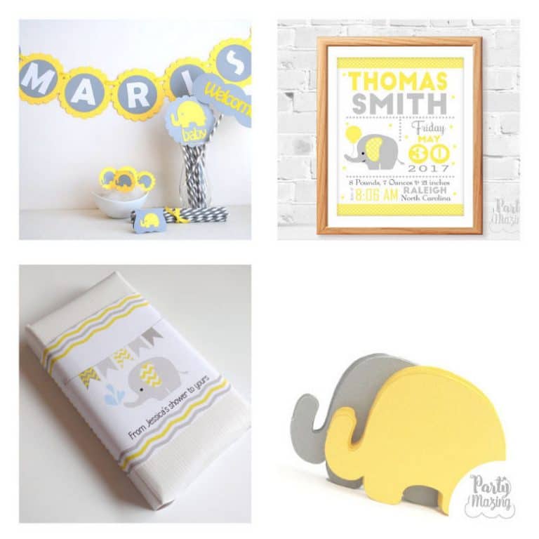 14 Yellow Elephant Baby Shower Ideas Partymazing