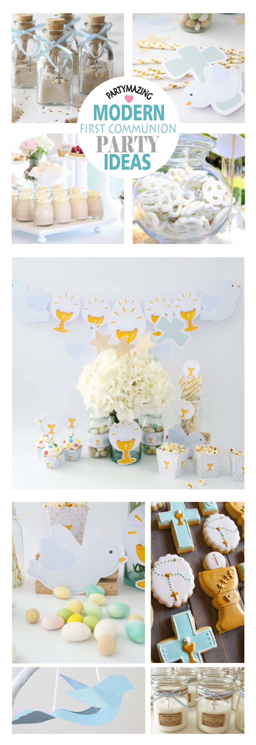DIY PAPER FIRST COMMUNION DECOR - Are you planning your first communion as a girl or a boy? Here are 12+ first communion ideas to inspire you. Many DIY ideas so you can create an unforgettable event.