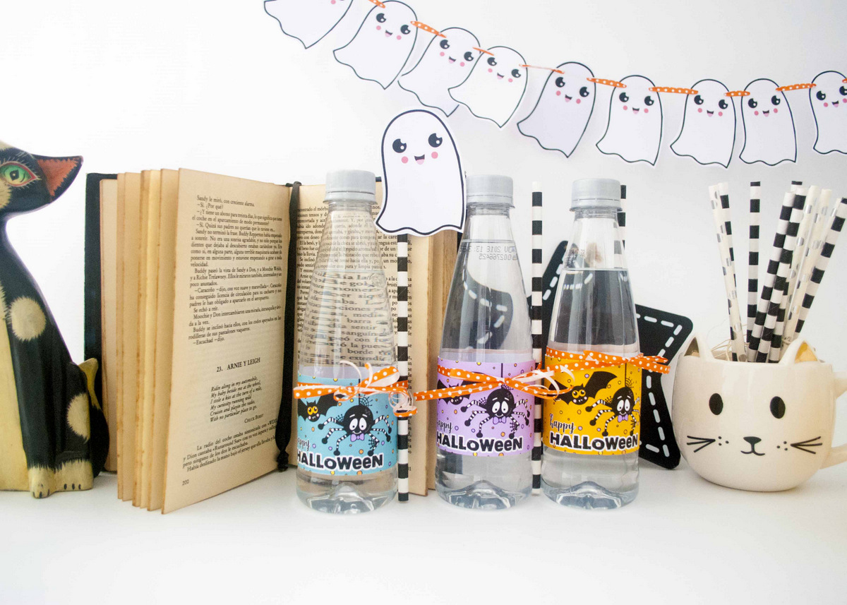 Free Spider and Bat Halloween Water Bottle Labels by Partymazing and ThePartyKitShop (6)