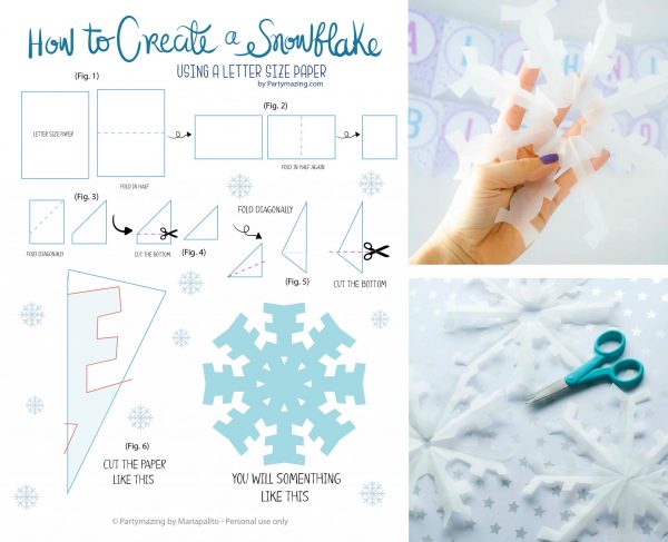 DIY How to make Paper Snowflakes Free Printable Guide Partymazing com