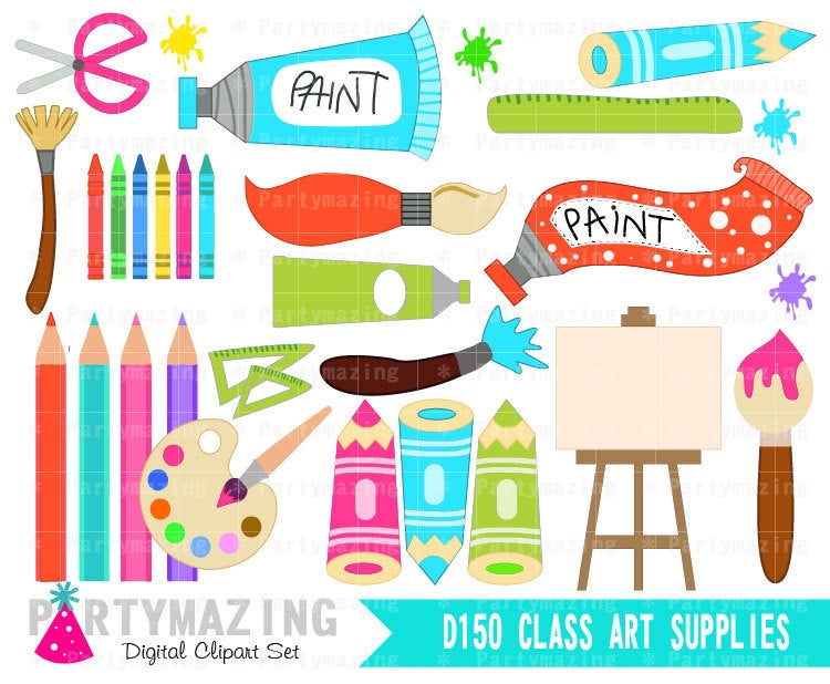 Art Class ClipArt Set including Digital Paper Pack E292