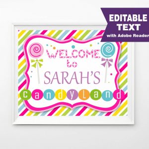CandyLand Printable Welcome Party Sign | PK05 | E076