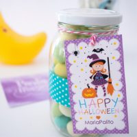 Editable Cute Little Witch Halloween Party Favor Tag |  Editable Rectangle Tag |E202