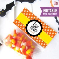 Editable Halloween Bag Toppers | Printable Treat Bag Tags | Party Favor Bag Topper | HOHW1 | E207