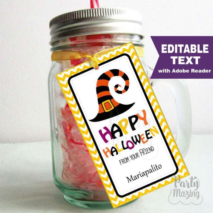 Editable Happy Halloween from your friend Tag |  Editable Rectangle Tag | E291