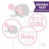 Pink Elephant Printable Baby Shower Invitation E057 – Partymazing