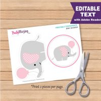 Editable Pink Elephant Baby shower Centerpiece | E171