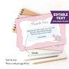 Editable Pink Elephant Thank You Note Cards for Baby shower Thank you Notes | E174