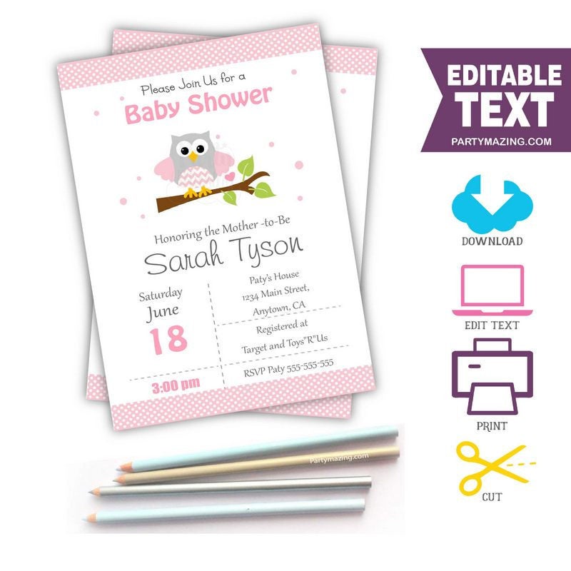 Personalized Owl Baby Shower Invitations Oriental Trading