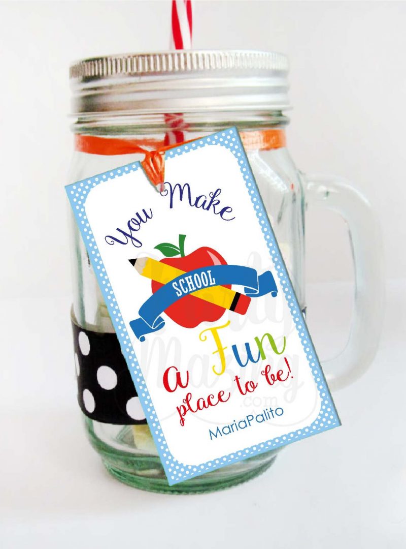 Editable School Gift Thank You Tag Saying You make School a Fun Place to be |  Editable Rectangle Tag | E114