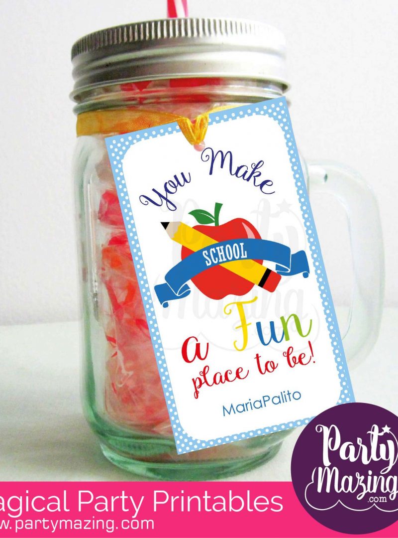 Editable School Gift Thank You Tag Saying You make School a Fun Place to be |  Editable Rectangle Tag | E114