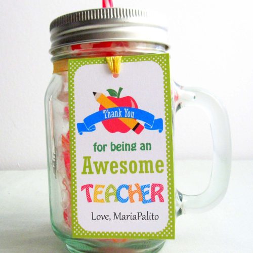 Editable School Teacher Gift Tag  | Editable Rectangle Tag | E116