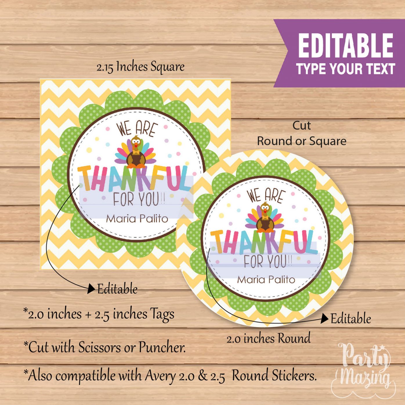 Editable We are Thankful for You Labels Tags for your Kid's Gift Tags or Round Stickers| E239 ...