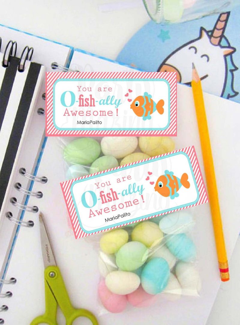 Editable You are O-Fish-ally Awesome Printable Bag Topper | Classroom Valentines E147