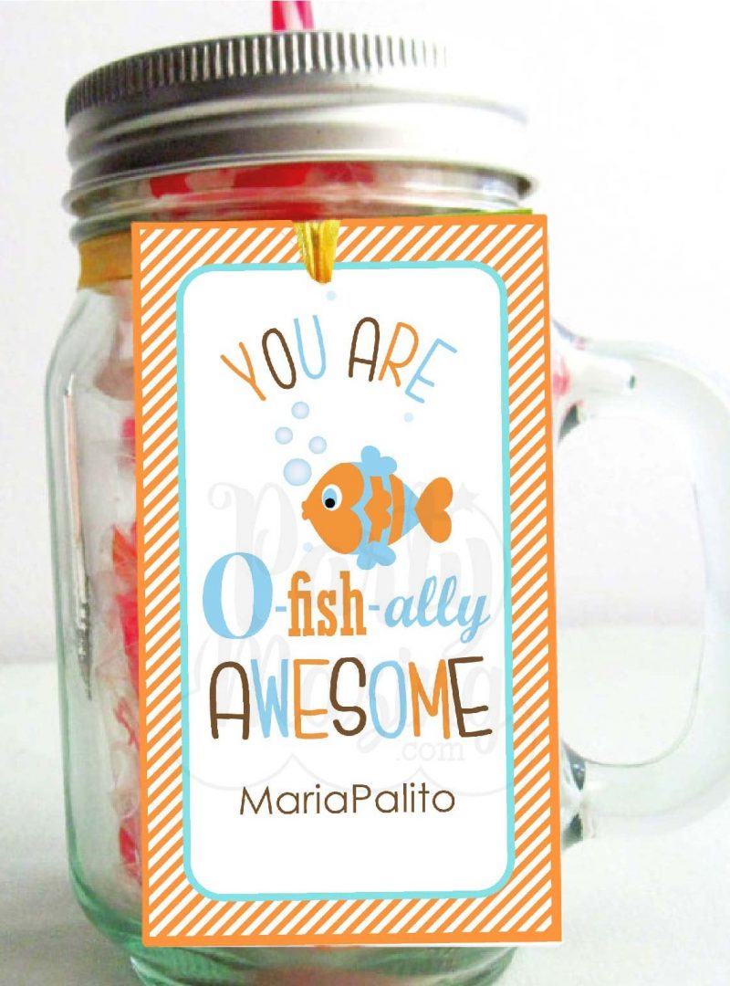 Editable You Are O-fish-ally Awesome Thank You Tags | Editable Rectangle Tag | E075