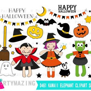 Hand-drawn Cute Halloween Clipart set| PK20 | E385