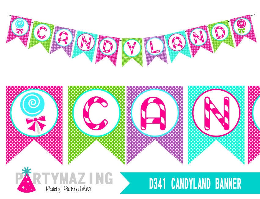 Printable Candyland Banner for your Girl Birthday Sweet Shoppe or Lollipop Party Decor | HBCL1 | E173