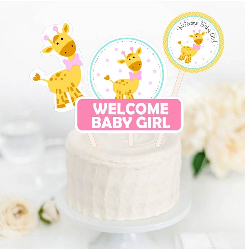Pink Giraffe Printable Baby Shower Party Package