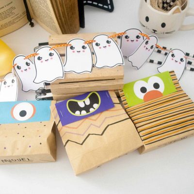 Printable Little Monster Halloween Treat Bag Toppers, Party candy Bags |PK20| E200