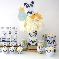 Printable Little Panda Bear Quick Party Decor Package Set Decoration for Boy or Girl | E001