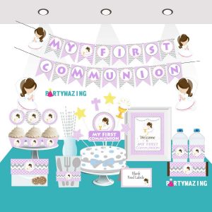 Printable Lilac My first communion Party Decor Express Party Package Set | PK06 |  E189