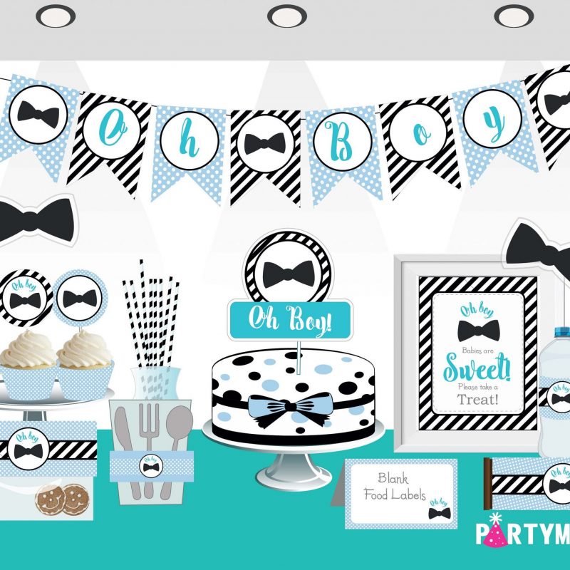 Printable Oh Boy Baby Shower Set | Little Man EXPRESS Party Package | Blue Bow Tie Party Decoration Kit | BBLM1 | E026