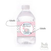 Printable Pink Elephant Water Bottle Wrapper Labels | E154