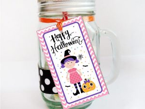 Pink Little Witch Happy Halloween Candy Bag Tags | PK20 | E251