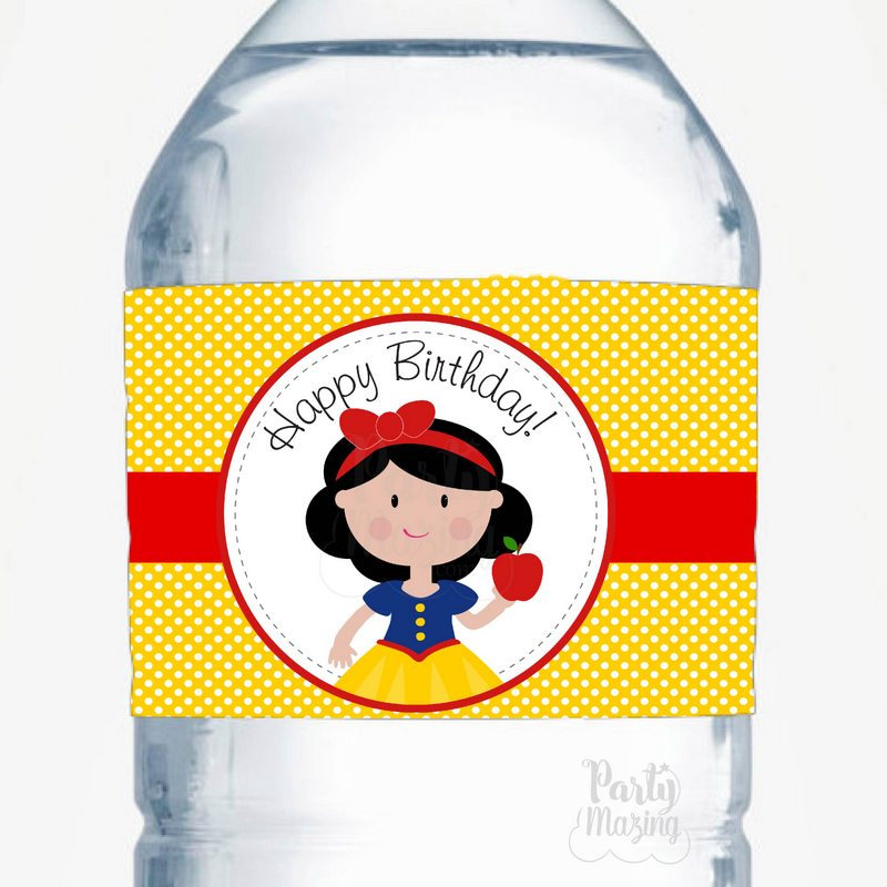 6pcs Disney Princess Water Bottle Stickers Labels Snow White