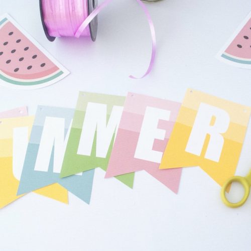 Printable Watermelon Hello Summer Banner Decoration Ombre Style Garland | E191