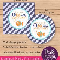 Printable You Are O-fish-ally Awesome Thank you Tags for Under the sea party, school celebration or classmate gifts | E237