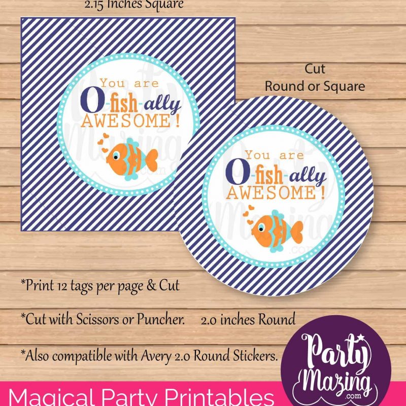 Printable You Are O-fish-ally Awesome Thank you Tags for Under the sea party, school celebration or classmate gifts | E237