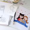 Custom Couple Portrait Illustration Gift, Cute Custom hand-drawn Family with Pets,  Couple Illustration Portrait Cartoon Style | E402