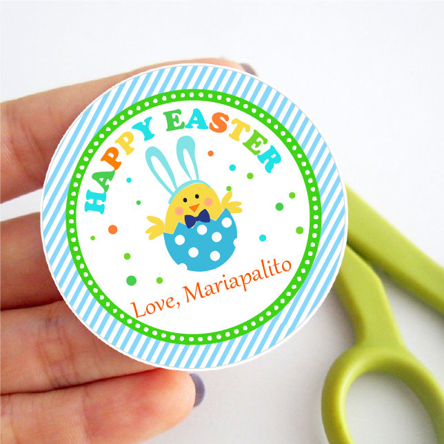 Blue Cute Easter Tags | Editable Printable Favor Tag | Egg Hunt label for School Kids or Easter Party | E447