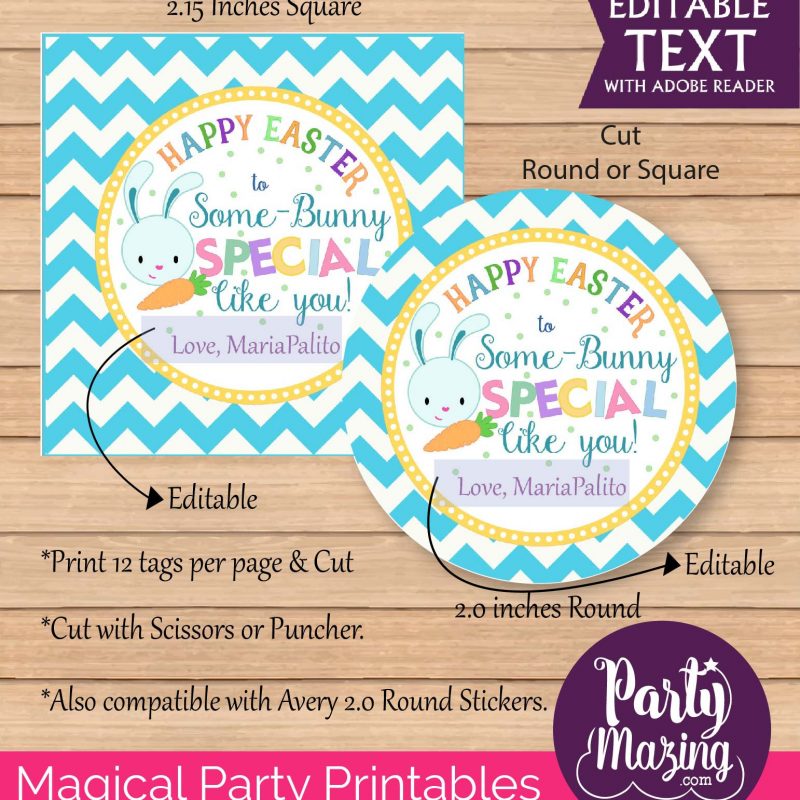 Cute Editable Some-Bunny Special Boy Easter Gift Tag or your Party Favor Labels | E135