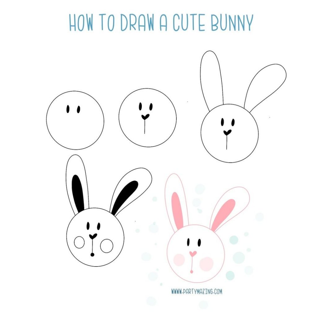 How to draw a bunny and 33 Easter Party Decor Ideas and Crafts for your Egg Hunting Party - Get ready for this happy celebration with the kids.