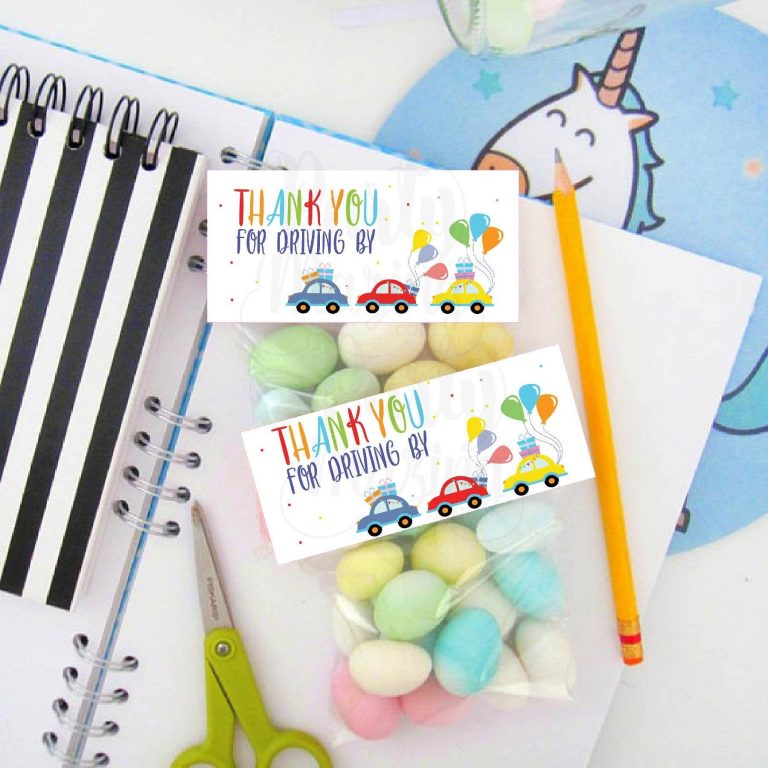 Driving By Printable Birthday Parade Bag Topper | E275