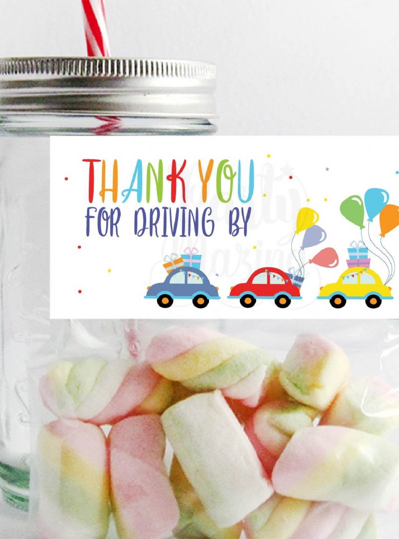 Birthday Parade Bag Topper | Printable Driving By Treat Bag Toppers | Thank You Party Favors | PK09 | E275