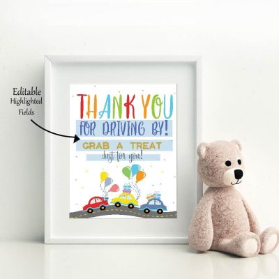 Printable Drive By Birthday Parade Favors Sign | PK33 | E352