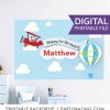 AirPlane Birthday Backdrop | Printable Kids Plane Personalized Sign | Big Size Poster Hot Balloon Sign | PK09 | E037