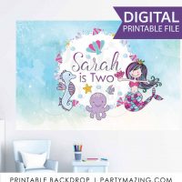 Personalized Mermaid Backdrop Banner | Printable Poster  | Girl Birthday Party | PK16 | E235