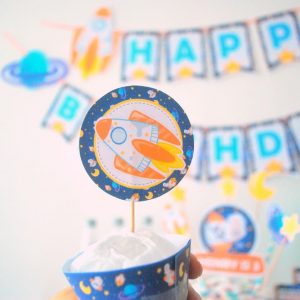 Space Rocket Printable Cupcake Toppers | E492