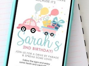 Girly Drive By Birthday Digital Invitation | PK33 | E341