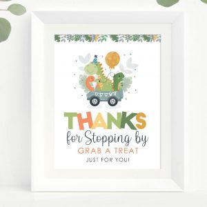 Dino Thank you for Driving By Sign | Printable Party Sign| PK08 | E474