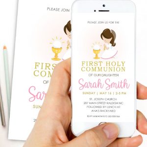Girl First Holy Communion Digital Invitation | PK06 | E518