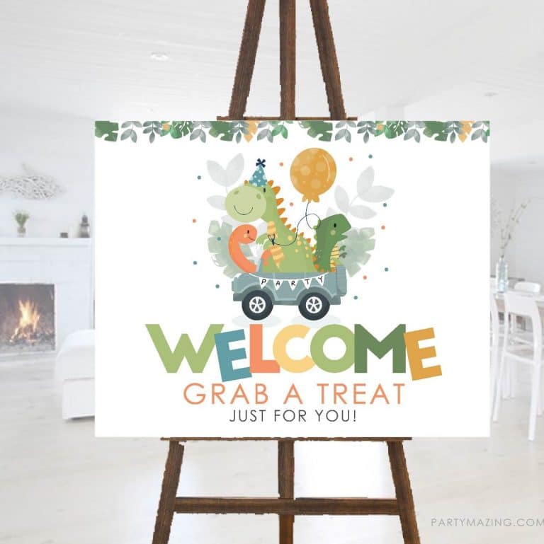 Printable Dino Welcome Sign | Take a Treat Drive By Poster | PK08 |E460