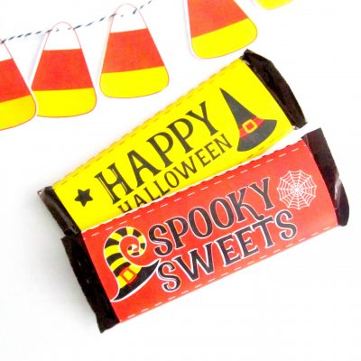 Happy Halloween Chocolate Bar Wrappers | Printable Witch Hat Labels | PK20 | E566