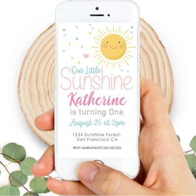 Our Little Sunshine Digital Invitation | Phone Digital Invitation PK24 | E574